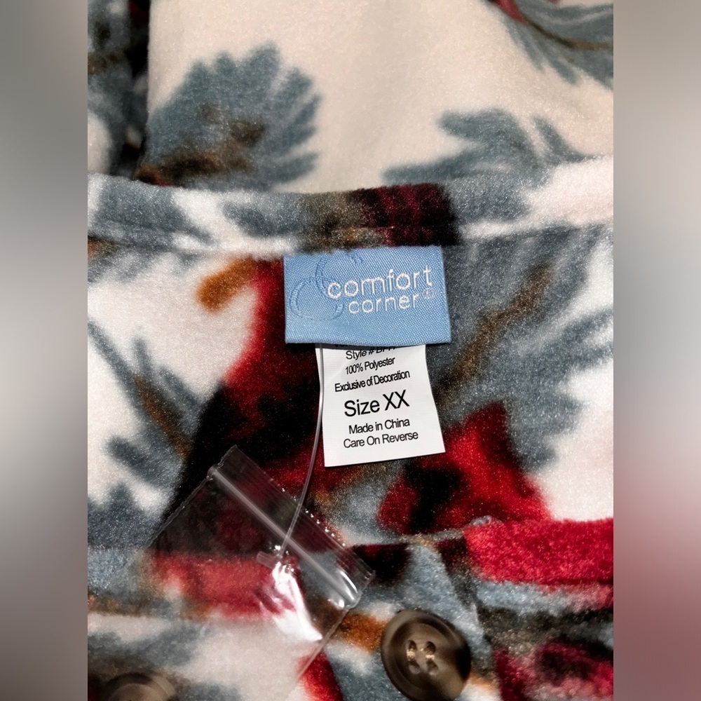 Comfort Corner Fleece Shirt Sleep Cardinal Print Cozy Loungewear Women Size‎ 2X - Picture 3 of 9